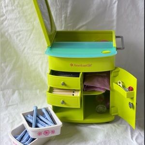 American Girl Doll Green Salon Caddy - with original accessories